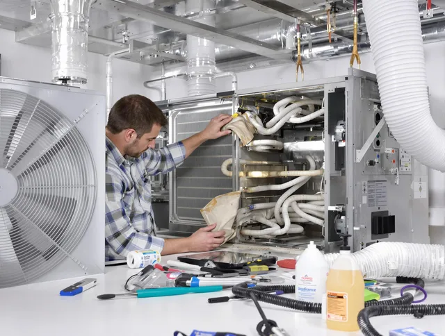 Swampscott Air Duct Cleaning specialist performing precision AC coil cleaning in Swampscott