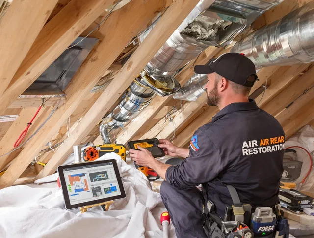 Swampscott Air Duct Cleaning technician performing precise duct repair work in Swampscott