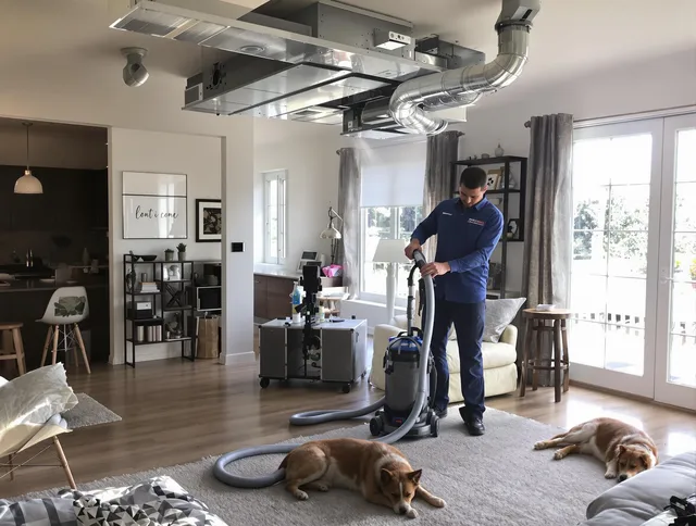 Swampscott Air Duct Cleaning technician performing detailed indoor duct cleaning for improved air quality in Swampscott
